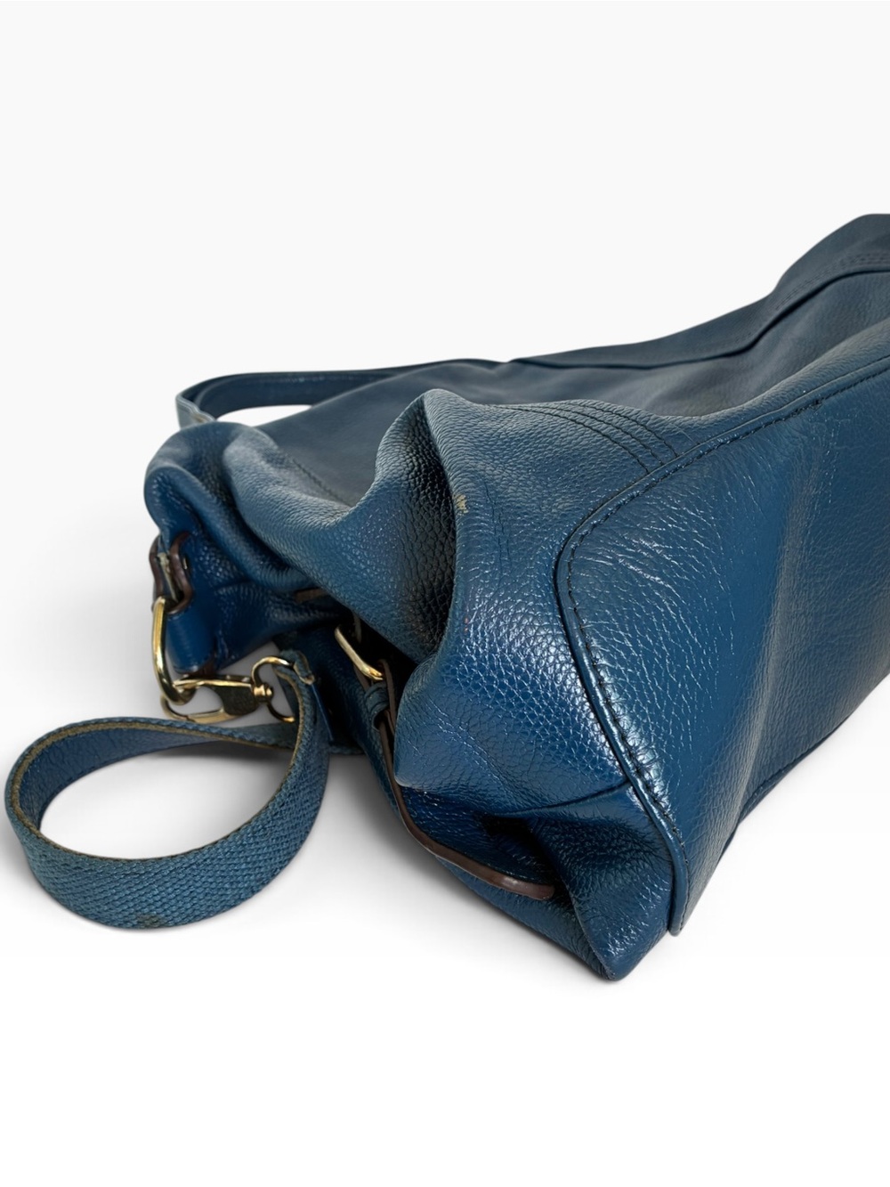 Blue Genuine Leather Slouchy Hobo Shoulder Crossbody Bag Large - Picture 6 of 7